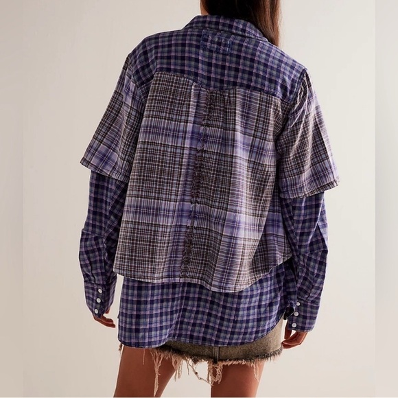 Free People Layer It Up Plaid Shirt - Picture 1 of 4